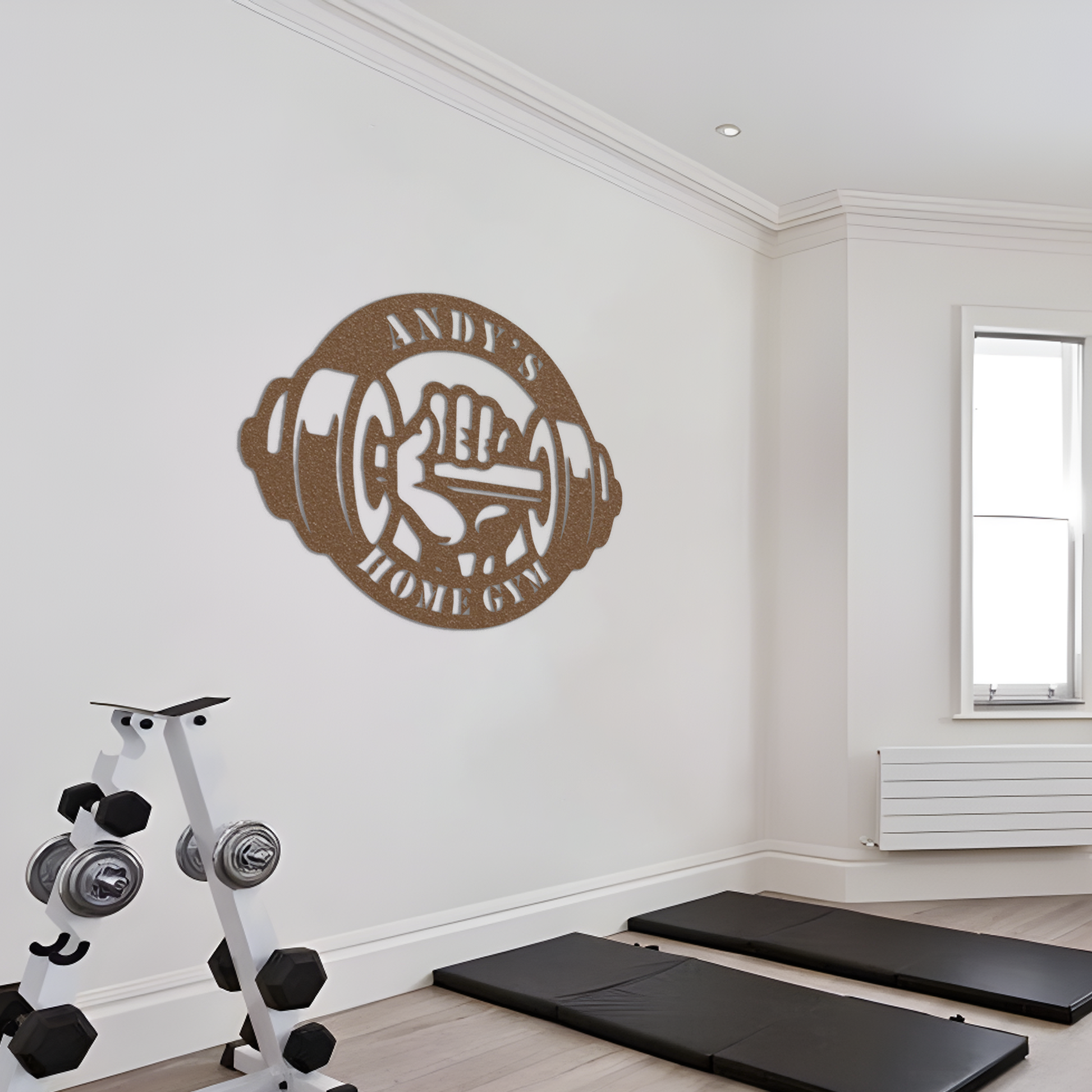 Andy's Home Gym Metal Wall Art, Geometric Wall Art, Home Gym Wall Art, Metal Wall Decor, Fitness Wall Art, Laser Cut Metal Art