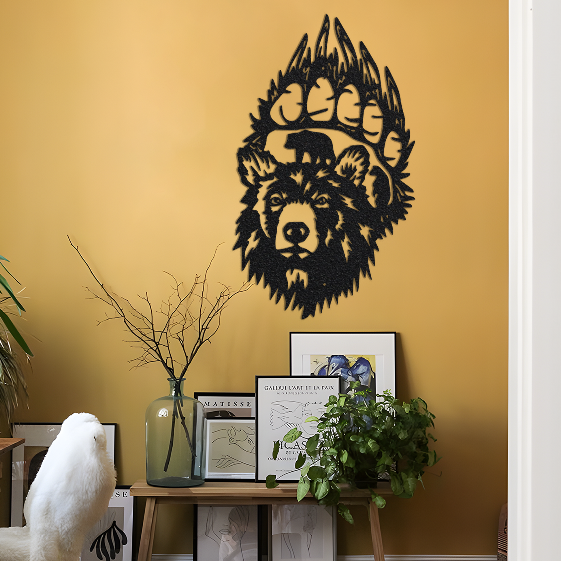 Bear Unique Metal Wall Art, Metal Wall Decor, Tree Mountain Decoration, Nature Wall Art, Wildlife Lover Gifts, Wall Hangings, Metal Sign