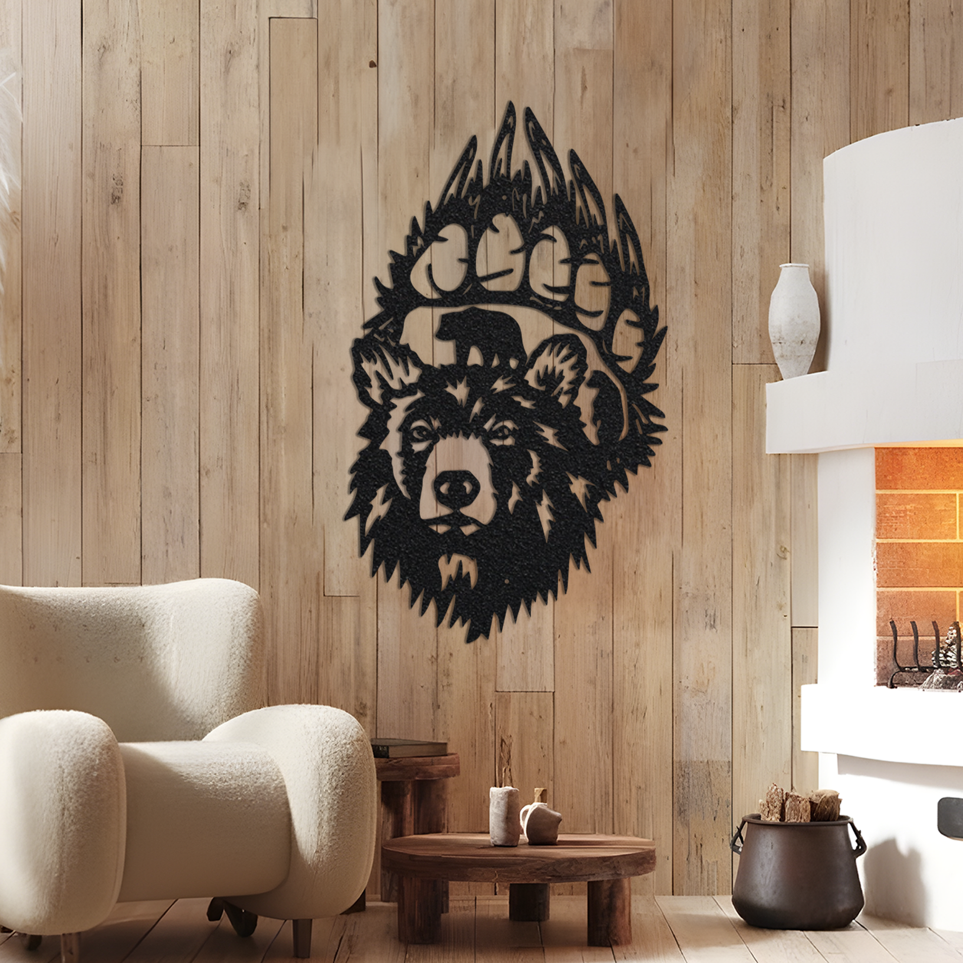 Bear Unique Metal Wall Art, Metal Wall Decor, Tree Mountain Decoration, Nature Wall Art, Wildlife Lover Gifts, Wall Hangings, Metal Sign