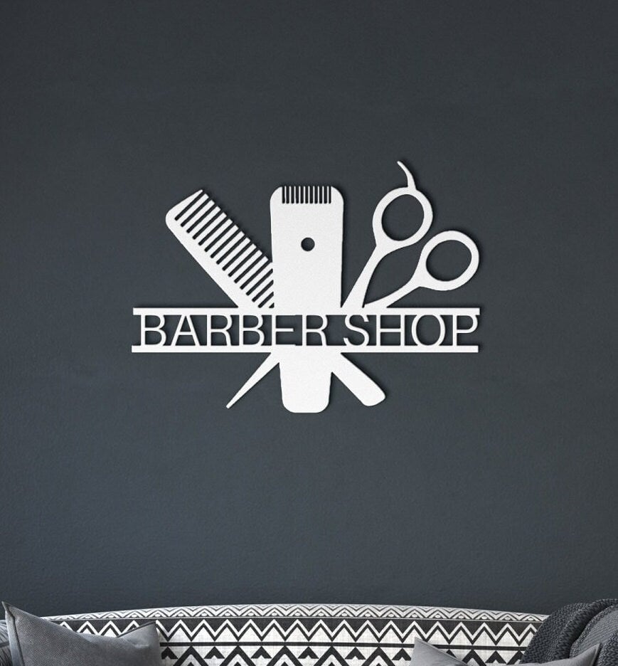 Barber Shop Metal Sign, Personalized Barber Shop Decor, Custom Business Sign, Metal Hairdresser Barber Name Sign, Custom Hairstylist Sign