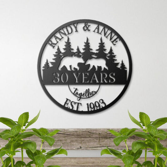 30th Anniversary Gift, Gift For Parents, Wedding Anniversary Metal Sign, Parents Anniversary, Metal Bear Sign